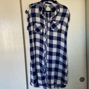 BLL Blue Plaid Shirt Dress